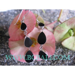 Earrings silver Black Shells